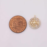 18K gold filled compass mother of pearl charm nautical 12mm necklace pendant minimalist charms cz pave
