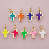 Cross charm enamel cross charm 18K Gold Filled for Charm Bar Bracelets and Necklaces Charms