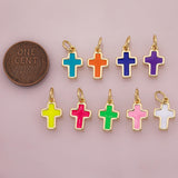 Cross charm enamel cross charm 18K Gold Filled for Charm Bar Bracelets and Necklaces Charms