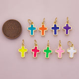Cross charm enamel cross charm 18K Gold Filled for Charm Bar Bracelets and Necklaces Charms