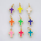 Cross charm enamel cross charm 18K Gold Filled for Charm Bar Bracelets and Necklaces Charms