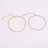 18k Gold Filled Charm Bar Bracelet Oval Rolo Chain 3.5mm