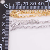 18k Gold Filled Charm Bar Bracelet Oval Rolo Chain 3.5mm