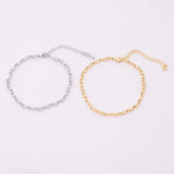 18k Gold Filled Charm Bar Bracelet Oval Rolo Chain 3.5mm