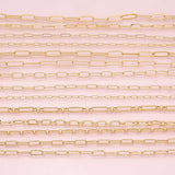 Paperclip Chain Selection 18K Gold Filled unfinished loose chain for bracelets and necklaces charm bar chain by the yard