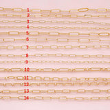 Paperclip Chain Selection 18K Gold Filled unfinished loose chain for bracelets and necklaces charm bar chain by the yard