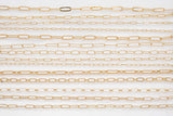 Paperclip Chain Selection 18K Gold Filled unfinished loose chain for bracelets and necklaces charm bar chain by the yard