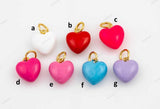 Enamel puffy heart 15x18mm bracelet necklace pendant minimalist charms cz pave 22K Gold Filled