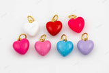 Enamel puffy heart 15x18mm bracelet necklace pendant minimalist charms cz pave 22K Gold Filled