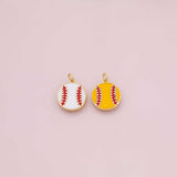Baseball charm 18k Gold Filled Charm Bar Bracelets and Necklaces Silver Pave CZ Minimalist Charms