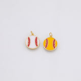 Baseball charm 18k Gold Filled Charm Bar Bracelets and Necklaces Silver Pave CZ Minimalist Charms