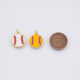 Baseball charm 18k Gold Filled Charm Bar Bracelets and Necklaces Silver Pave CZ Minimalist Charms
