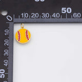 Baseball charm 18k Gold Filled Charm Bar Bracelets and Necklaces Silver Pave CZ Minimalist Charms