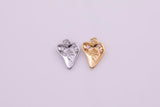 Rose Heart Charm 15x11mm 22k Gold Filled Silver Bracelet Necklace Pendant Minimalist Charms CZ Pave