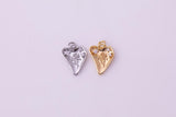 Rose Heart Charm 15x11mm 22k Gold Filled Silver Bracelet Necklace Pendant Minimalist Charms CZ Pave