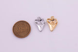 Rose Heart Charm 15x11mm 22k Gold Filled Silver Bracelet Necklace Pendant Minimalist Charms CZ Pave