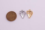Rose Heart Charm 15x11mm 22k Gold Filled Silver Bracelet Necklace Pendant Minimalist Charms CZ Pave