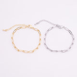 22k Gold Filled Charm Bar Bracelet Paperclip Long and Short 4mm