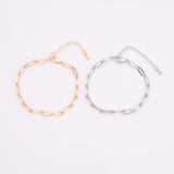22k Gold Filled Charm Bar Bracelet Paperclip Long and Short 4mm