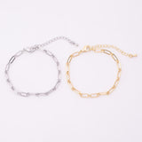 22k Gold Filled Charm Bar Bracelet Paperclip Long and Short 4mm