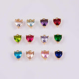 18K gold filled birthstone hearts charms full set 12 pcs made in usa heart permanent jewelry charms 1420 14/20 gold filled 5x6mm
