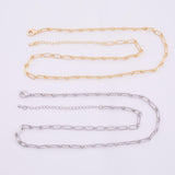 18" 18k Gold Filled Necklace Charm Bar Necklace Paperclip Long and Short Necklace 4mm