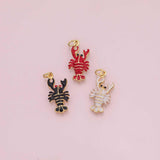 Lobster enamel charm 18k Gold Filled for Charm Bar Bracelets and Necklaces Gold Pave CZ Minimalist Charms