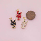 Lobster enamel charm 18k Gold Filled for Charm Bar Bracelets and Necklaces Gold Pave CZ Minimalist Charms