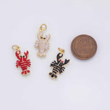 Lobster enamel charm 18k Gold Filled for Charm Bar Bracelets and Necklaces Gold Pave CZ Minimalist Charms