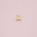 Whale dolphin tail ocean beach charm 18k Gold Filled charm for Charm Bar Bracelets and Necklaces Silver Pave CZ Minimalist Charms