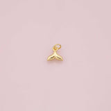 Whale dolphin tail ocean beach charm 18k Gold Filled charm for Charm Bar Bracelets and Necklaces Silver Pave CZ Minimalist Charms