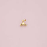 Whale dolphin tail ocean beach charm 18k Gold Filled charm for Charm Bar Bracelets and Necklaces Silver Pave CZ Minimalist Charms