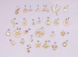 18k GF New styles charms selection flower key heart tree dolphin charm sun pave cz 18K gf bracelet necklace! 1420 14/20 gold filled