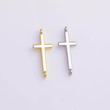 Cross connector 9x25mm22k gold filled silver charms bracelet necklace pendant minimalist charms cz pave