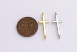 Cross connector 9x25mm22k gold filled silver charms bracelet necklace pendant minimalist charms cz pave