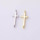 Cross connector 9x25mm22k gold filled silver charms bracelet necklace pendant minimalist charms cz pave