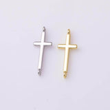 Cross connector 9x25mm22k gold filled silver charms bracelet necklace pendant minimalist charms cz pave