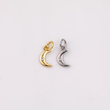 Dainty moon charm 6x10mm 18K gold filled silver bracelet necklace pendant minimalist charms cz pave