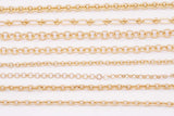 Rolo and Oval Chain Selection 18K Gold Filled unfinished loose chain for bracelets and necklaces charm bar chain by the yard