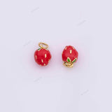 18k GF Strawberry Fruit Charm 8x12mm for Charm Bar Bracelets and Necklaces White Gold Silver Pave CZ Minimalist Charms 18K Gold Filled
