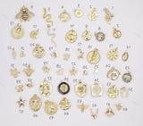 Animals gold filled charms charm pave cz 18K gf animal selection! 1420 14/20 gold filled lion dragonfly bee elephant snake fish butterfly
