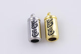 18k gold filled Soda Cola charm 8x18mm silver bracelet necklace pendant minimalist charms cz pave