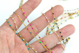 18k Gold Filled Dainty Chain Multicolor 2mm Gold Filled Brass Chain 1420 GF Rolo Cable Paperclip Chain - Sold by Yard