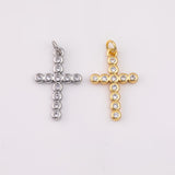 Cross charm 15x22mm 18K gold filled bracelet necklace pendant minimalist charms cz pave
