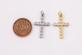 Cross charm 15x22mm 18K gold filled bracelet necklace pendant minimalist charms cz pave