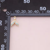 Dolphin mermaid whale tail charm 18k Gold Filled Charm Bar Bracelets and Necklaces Silver Pave CZ Minimalist Charms