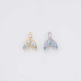 Dolphin mermaid whale tail charm 18k Gold Filled Charm Bar Bracelets and Necklaces Silver Pave CZ Minimalist Charms