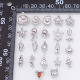 Silver Sea shell ocean beach summer nautical charms fish crab lobster turtle 18k Gold Filled Charm Bar Bracelets Necklaces Pave CZ Charms