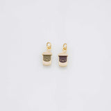 Soft drink cup fast food coffee cup latte charm 18k Gold Filled Charm Bar Bracelets and Necklaces Silver Pave CZ Minimalist Charms