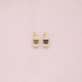Soft drink cup fast food coffee cup latte charm 18k Gold Filled Charm Bar Bracelets and Necklaces Silver Pave CZ Minimalist Charms